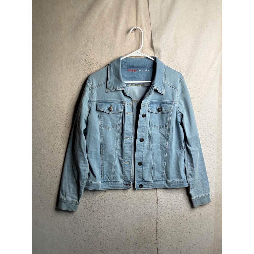 Wrangler Authentics Womens Light Wash Denim Trucker Jacket Blue 10ZFWJ1A7 Large